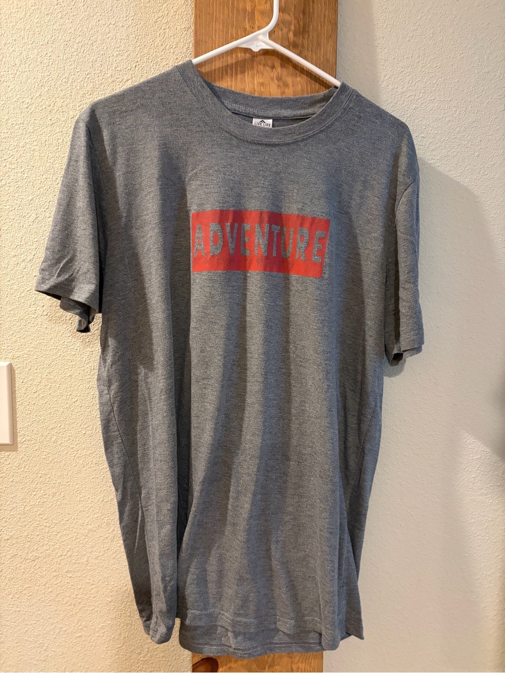 Adventure Graphic Short Sleeve Tee - Gray with Red Print